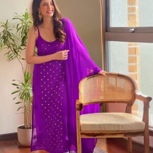 Sleevelsss Chikankari pure viscose fabric Resham thread kurta with mukeish work